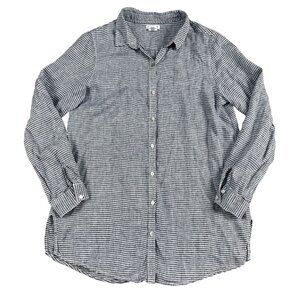 Artisan NY 100% Linen Womens Grey Button Down Shirt Sz Medium
